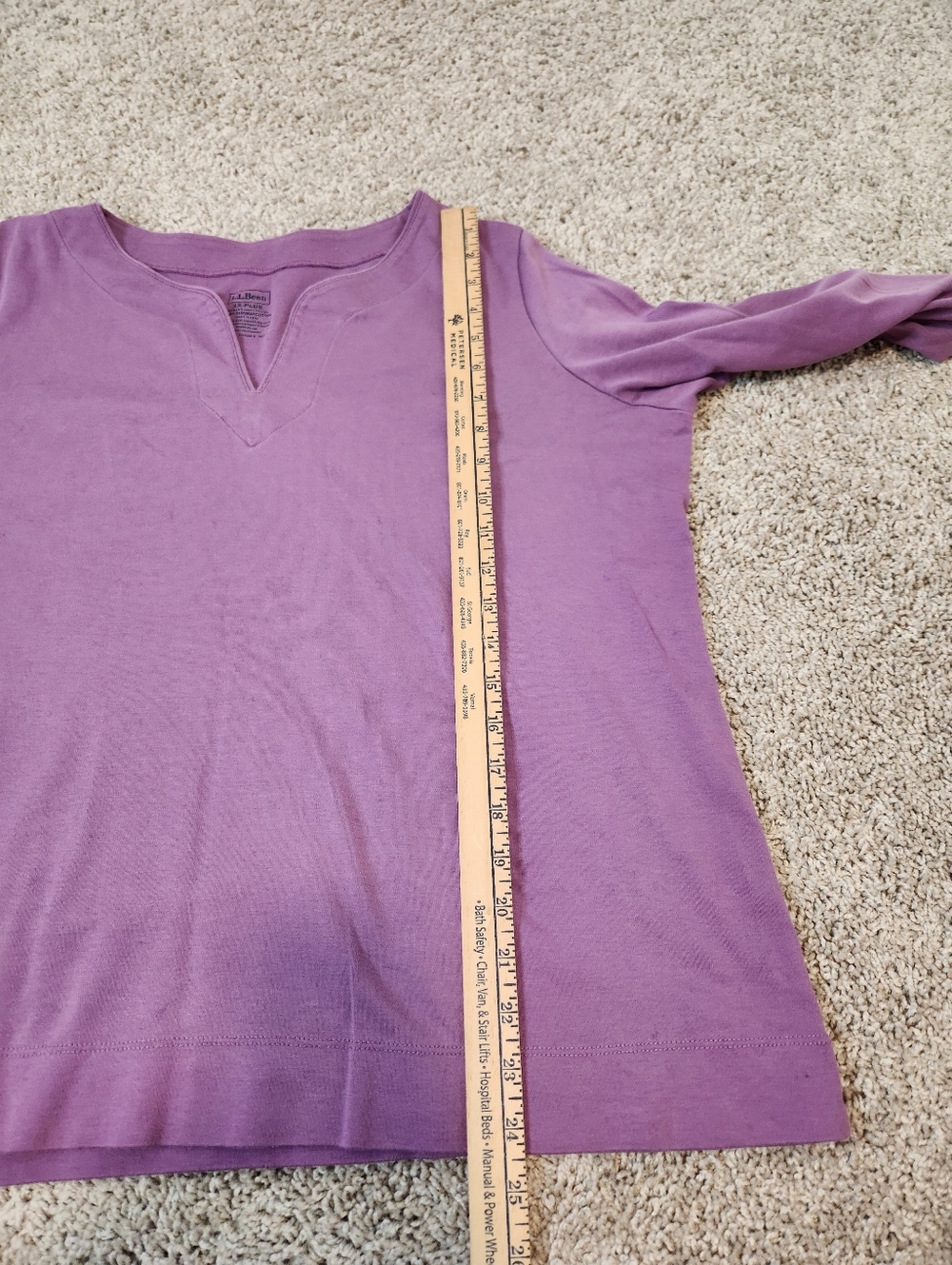 L.L. Bean Women's Pima Cotton Tunic Three Quarter Sleeve Splitneck Size 1X Plus - Picture 7 of 7